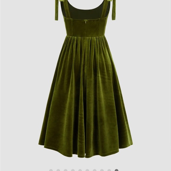 Cider Olive Green Midi Dress velvet ren faire cosplay cottagecore - Picture 8 of 9